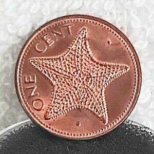 Circulated 1985 Bahamas One Cent Commonwealth Coin made of Copper Plated Zinc!!
